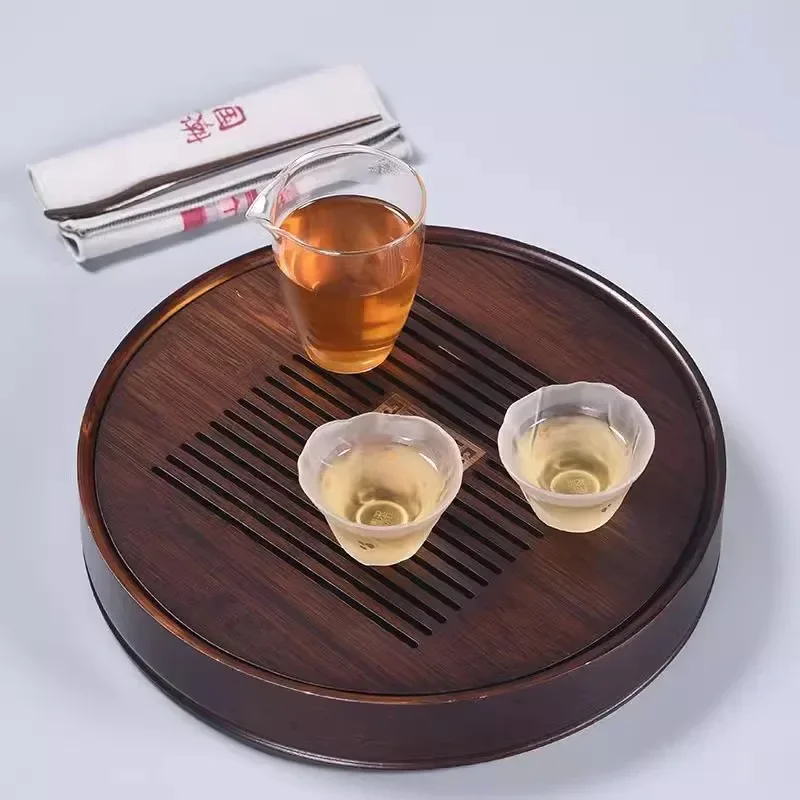 Japanese Bamboo Tea Tray Water Storage Small Simple Tea Table Simple Light Luxury Solid Wood Dry Tea Tray Portable Drain Tray