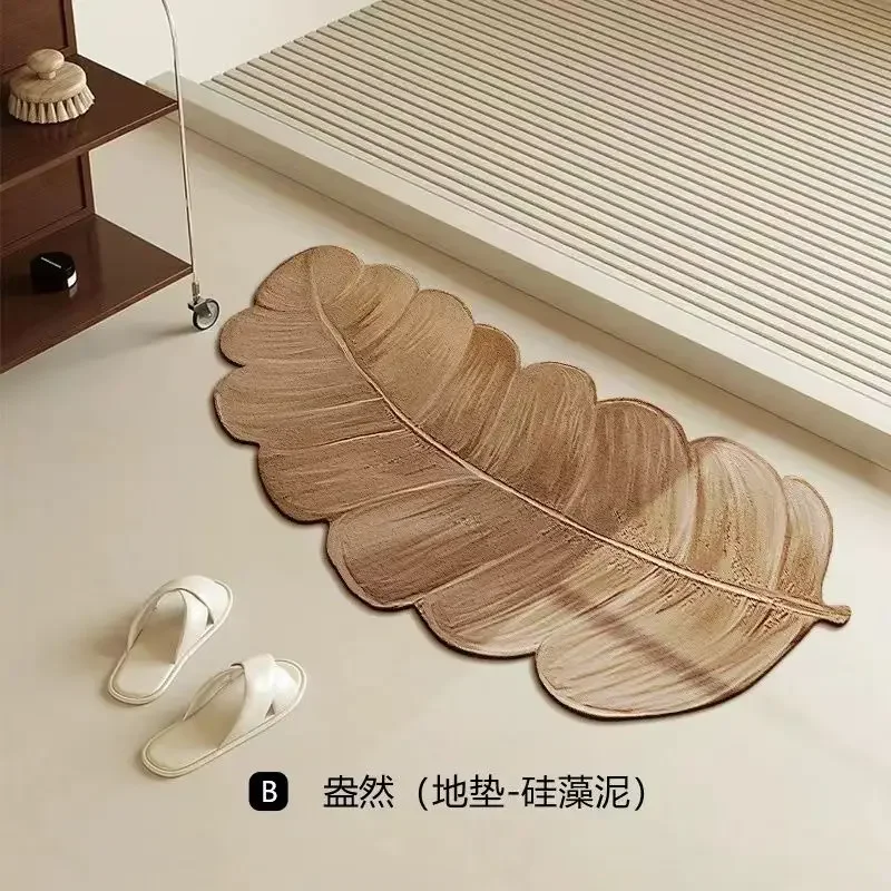 Green Plant Bathroom Absorbent Floor Mat Bathroom Toilet Doorway Shower Room Foot Mat Diatomite Shaped Non-slip Entry Mat