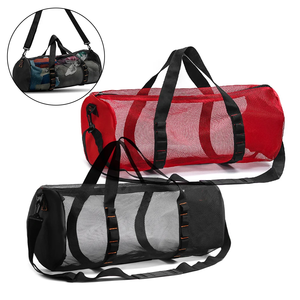 

Large Capacity Mesh Duffel Bag Breathable Swimming Gym Bag Beach Mesh Dive Bag For Water Sports Dry Bag Hold Mask Fins Snorke