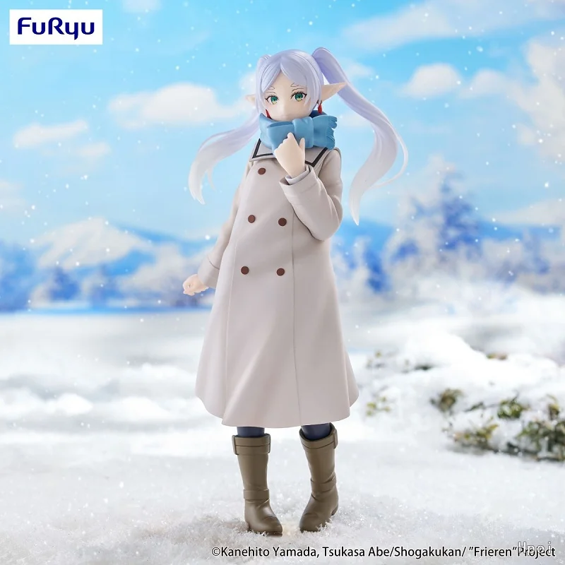 Oryginalna figurka anime Furyu Frieren: Beyond Journey's End, urocza dziewczyna w zimowej sukience, model figurki Frieren, ozdoba, zabawka, prezent.
