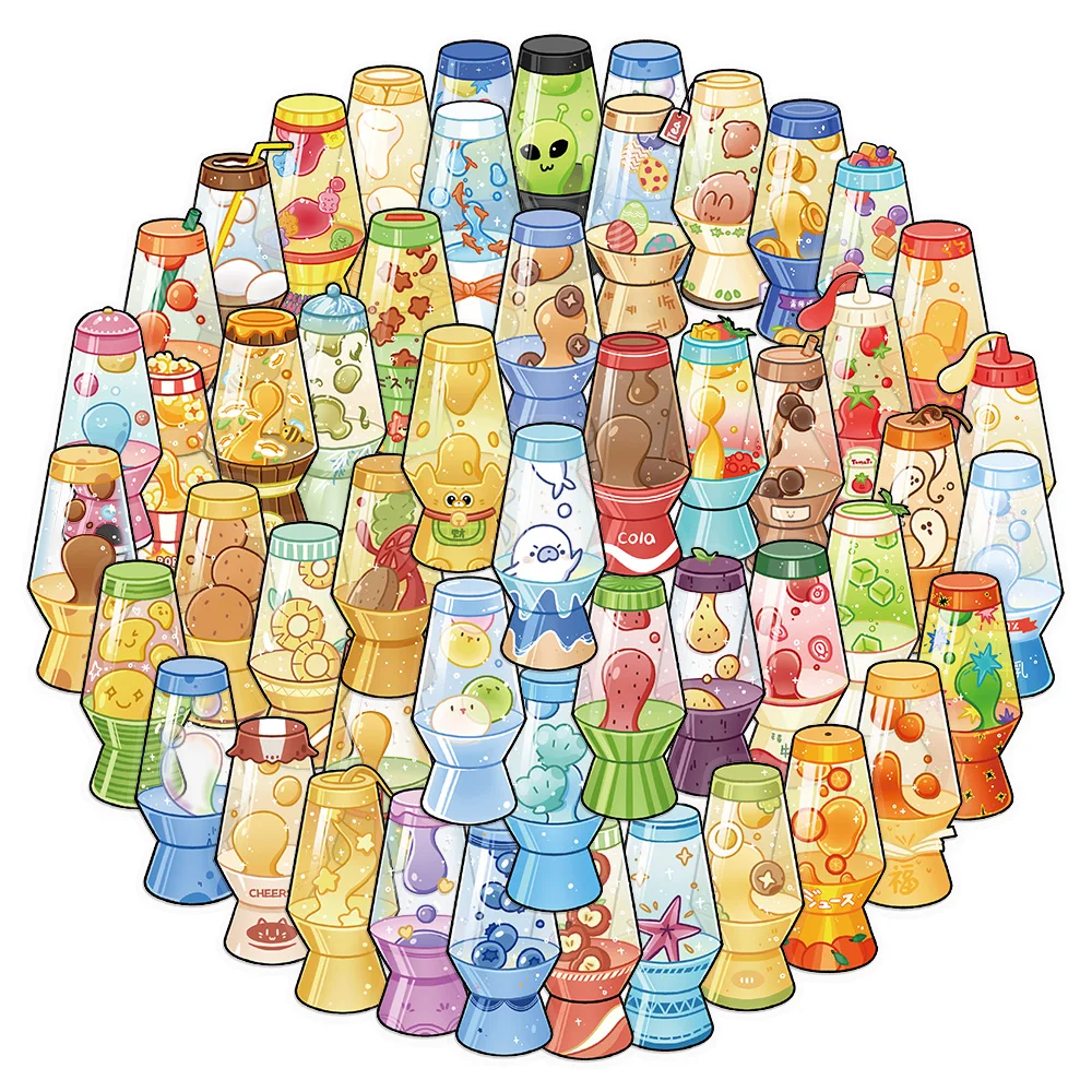 50PCS Colorful Lava Lamp Fun Stickers DIY Handmade Materials Phone Case Laptop Luggage Bottle Body Stickers