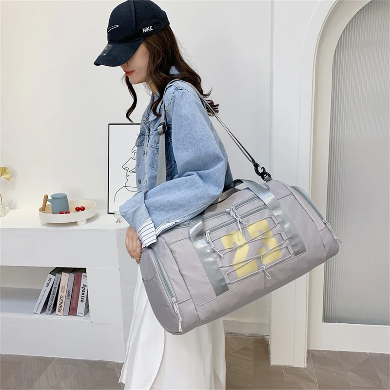 Bolsa de lona de viaje para gimnasio en avión para mujer y hombre, bolso de mano deportivo con compartimento para zapatos y bolsillo húmedo, bolsas