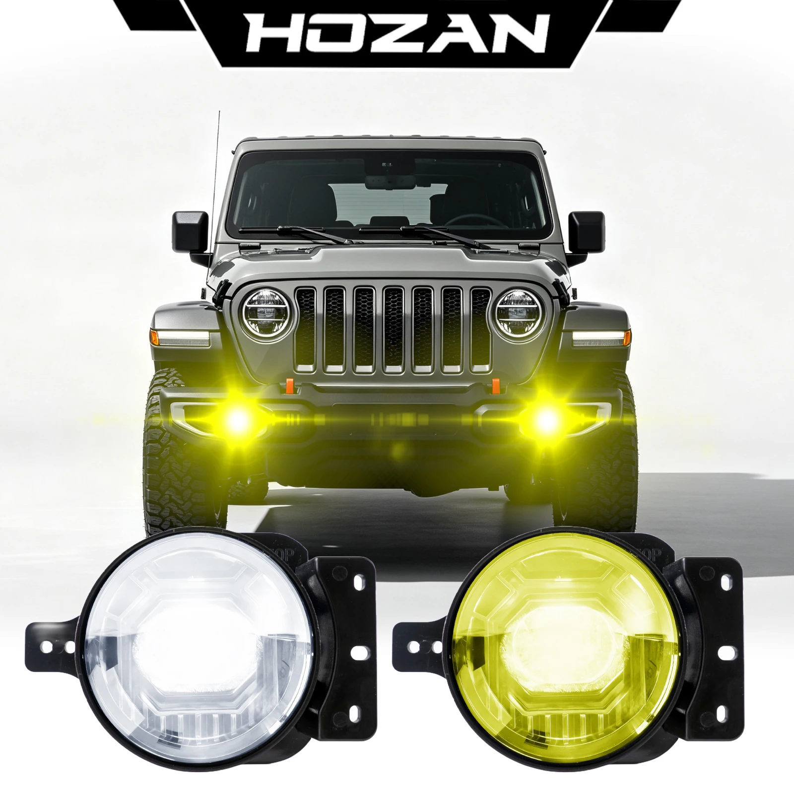 4 Inch New Light‑Warrior Dual‑Color LED Fog Lights White Yellow Switchable OEM Replacement Lamps For Jeep Wrangler JL Off‑road