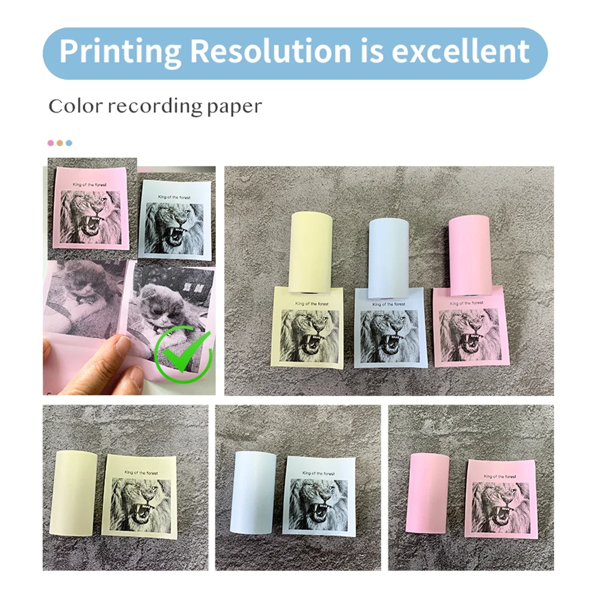 Thermal Paper Self-Adhesive Sticker Paper for Mini Thermal Pocket Printer Pink/Blue/Yellow 3 Rolls for Texts Notes Journal Photo