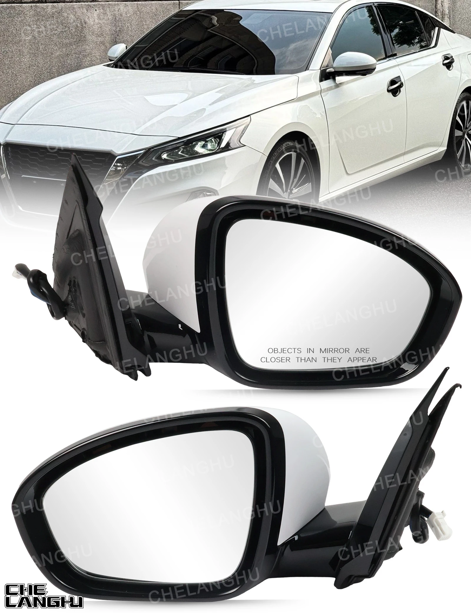 For Nissan Teana Altima 2019 2020 2021 2022 2023 2024 Car accessories 5/6 Pin White Paintable Power Adjust Mirror Assembly