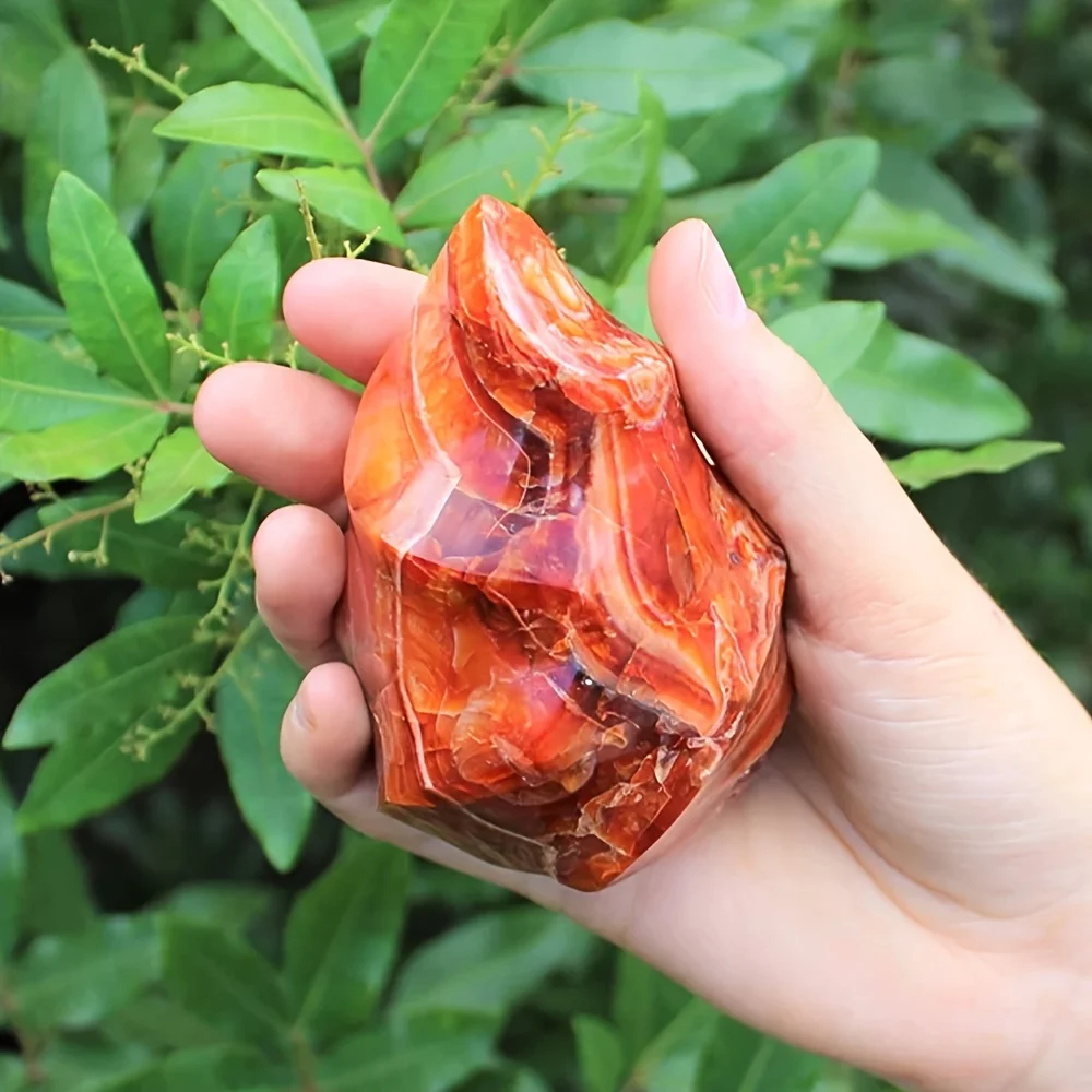 1Pc Natural Carnelian Flame Crystal Spiral Quartz Specimen, Unique Boho Style Agate Crystal Tower | Home Decor