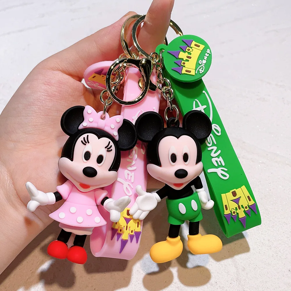 Disney Mickey Mouse Keychain for Women Anime Cute Minne Figure Doll Keyring Couple Bag Pendent Jewelry Children Toy Xmas Gifts