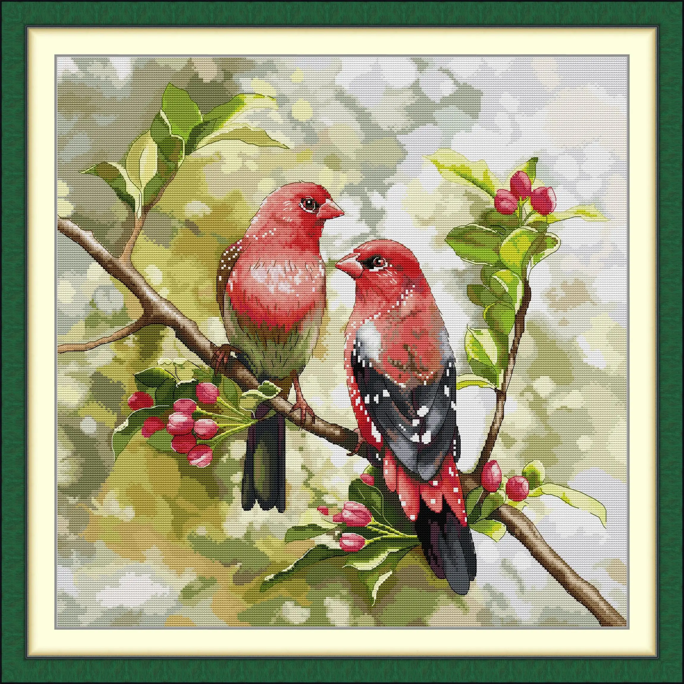 

Soulgift News Набор для вышивки крестом с предварительной печатью, штампованная ткань Аида с нитками DMC, набор для вышивания - литр. Птица на ветке 5.