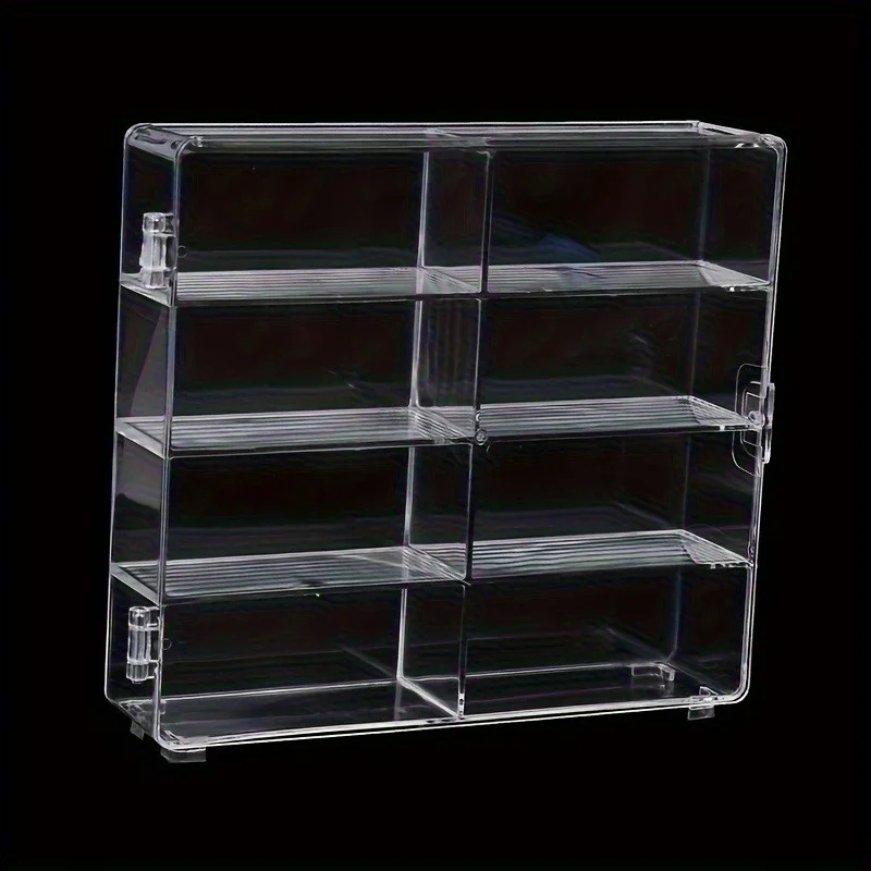 Hochwertige Acryl-Vitrine mit 8 Fächern, transparente Aufbewahrungsbox für Spielzeugfiguren, Automodelle, Mini-Cartoon-Puppen. – Detail 5