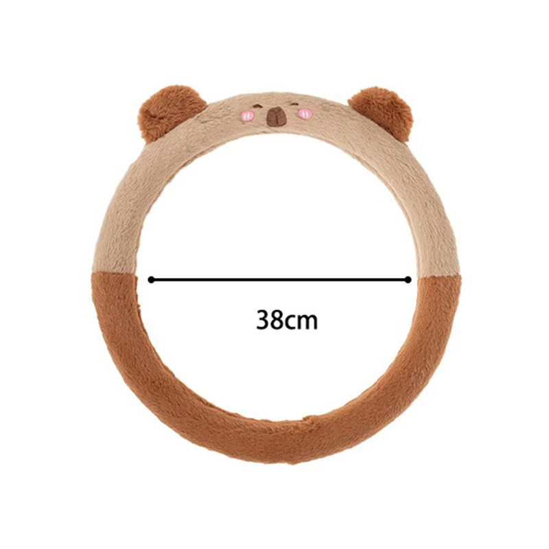 Car Steering Wheel Cover Cartoon Capybara Plush Seat Belt Decoration Accessories Comfortable Non-slip Car Steering Wheel Cover