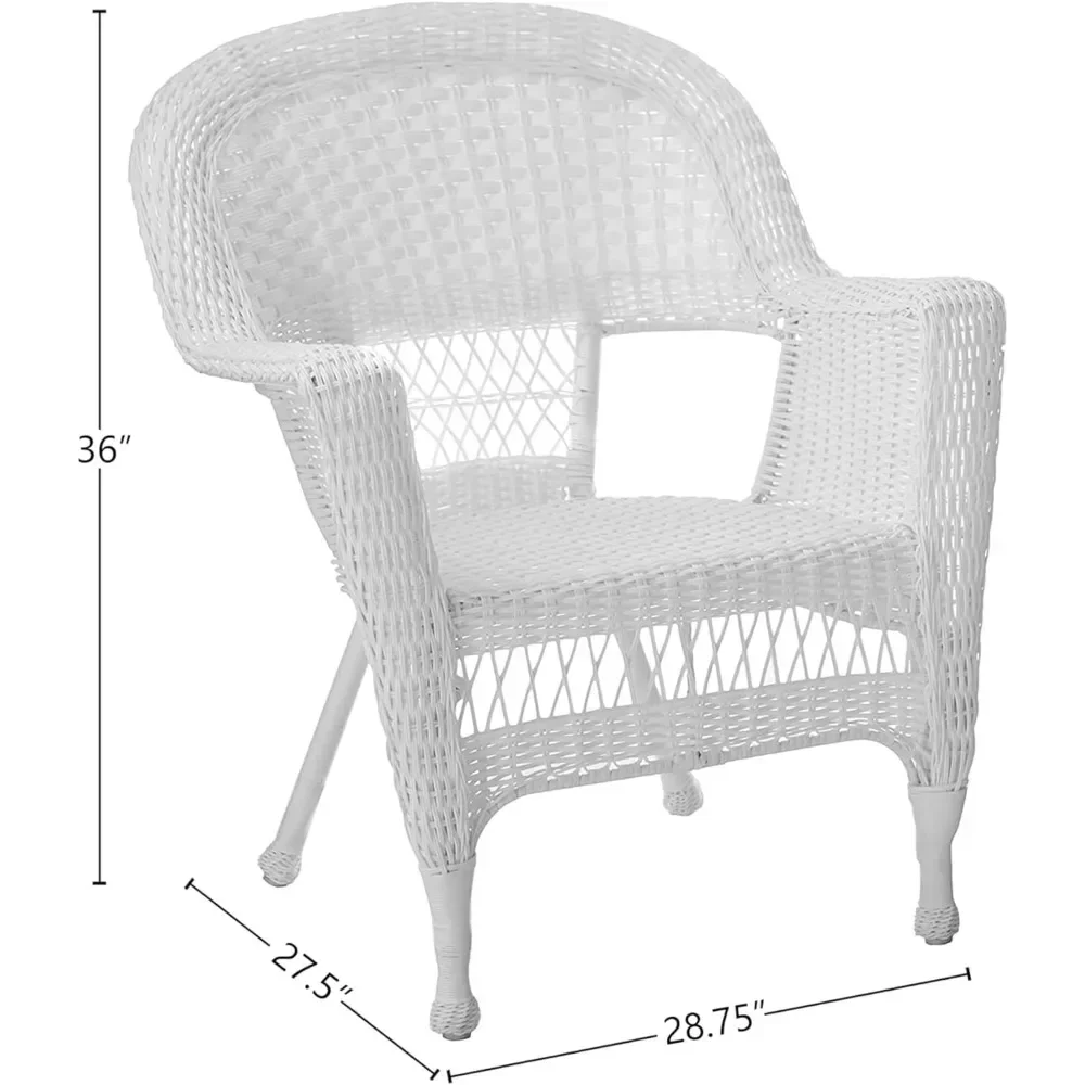 Silla de mimbre con cojín azul, muebles de Patio, Juego de 2 blancos para exteriores