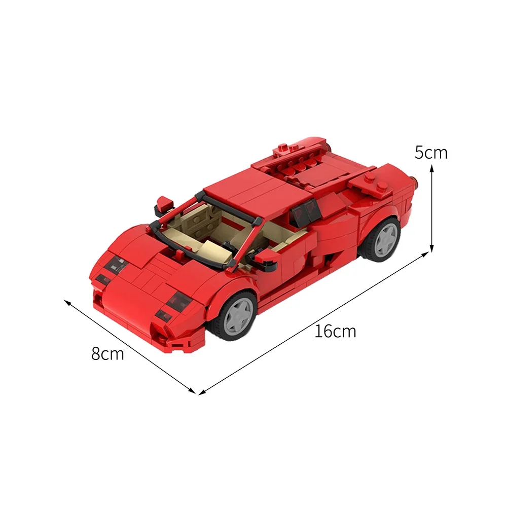 MOC-53287 레드 슈퍼카 디아블로 6.0 빌딩 블록 세트, 기술 레이싱 카, LP5000 QV 레이싱 모델, 어린이 퍼즐 장난감, 생일 선물