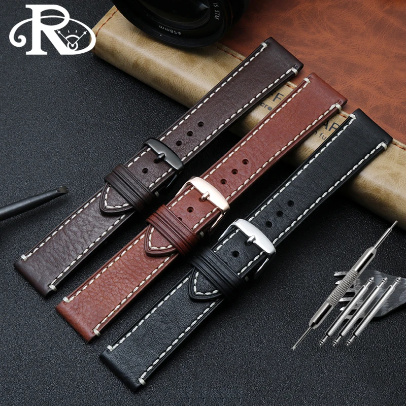 Vintage Leather Bracelet for Rol-ex Water Ghost Yacht Classic Watch Strap Omega Tudor Rudder Men's Watch Chain Watchband 22mm