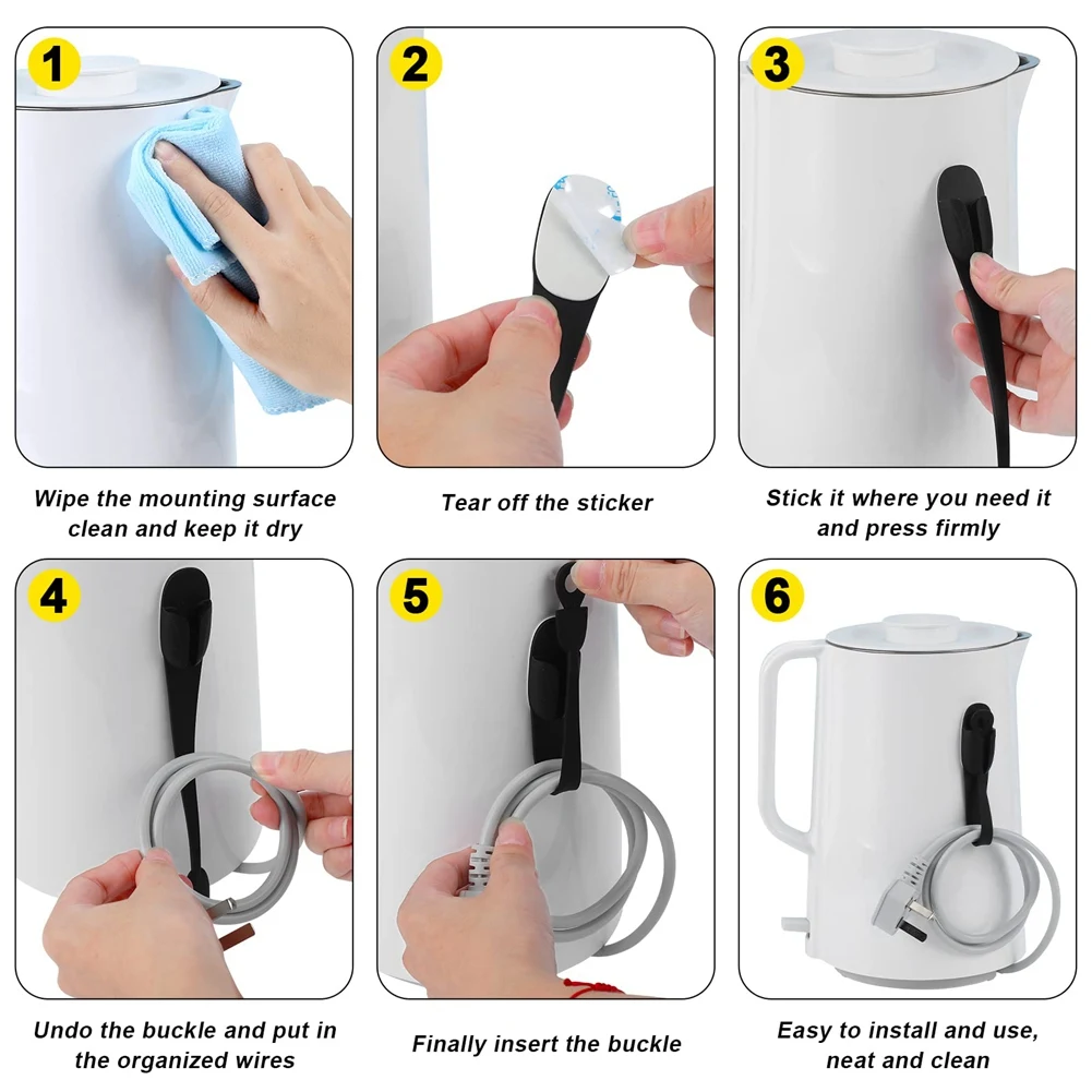 12 قطعة منظم سلك حزم الأجهزة، حامل أسود_BSH