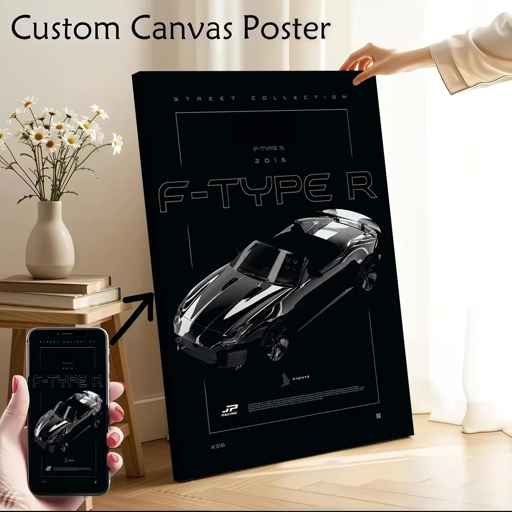 Sports Car F-Type R 2015 Canvas Poster Customizable Pictures Wall Art Canvas Painting for Walls Decoration Living Room Wand Deko