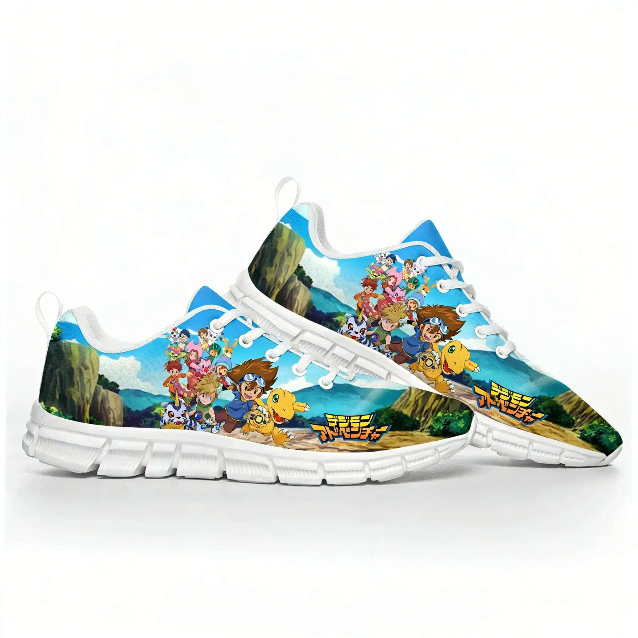Cartoon Digimon Adventure Anime Sports Shoes Mens Womens White Sneakers Custom High Quality Couple Shoe