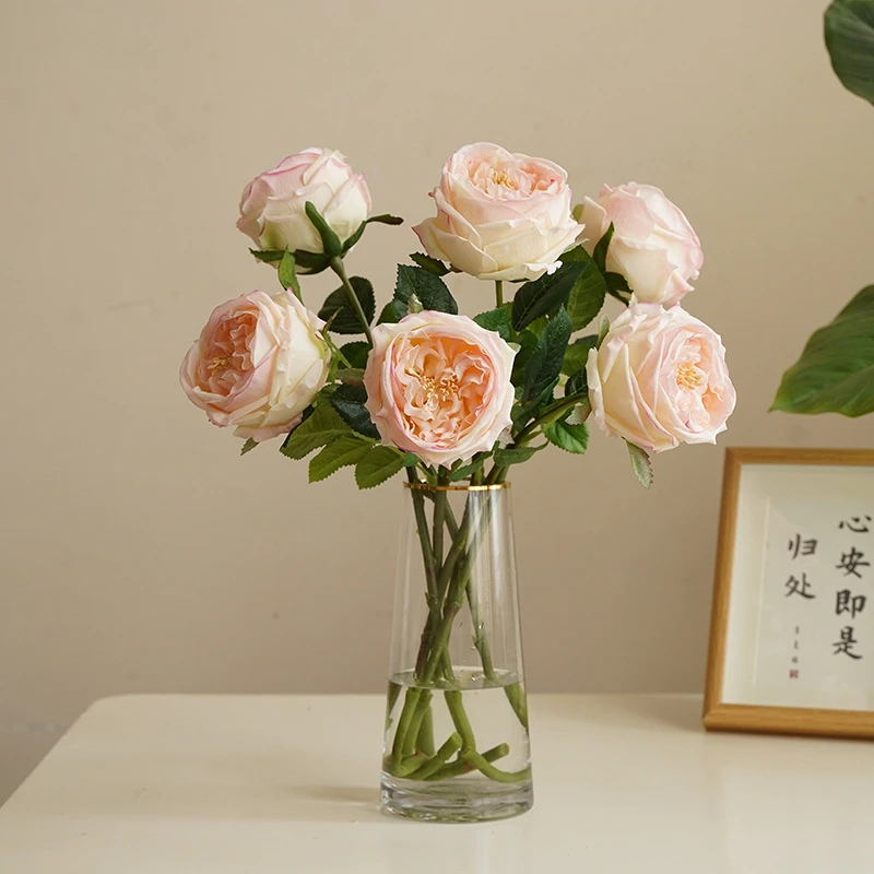 Luxury Large Real Touch Austin Roses Pink room decor artificial flowers deco mariage white floral Wedding decoration flores