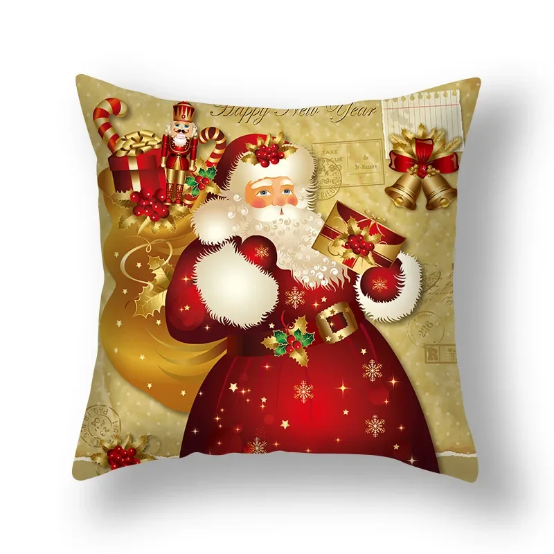 45/40/50/60cm New Year Christmas Throw Pillow Cover Snowman Santa Claus Printed Pillowcase Home Decorative Sofa Cushion Cover