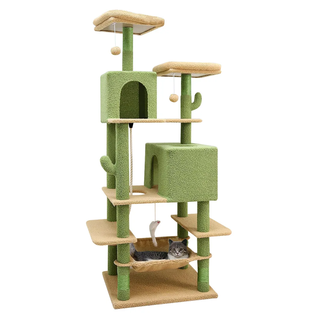 

large cat climbing frame, big special wooden cat nest tree integrated cactus tree sisal cat villa