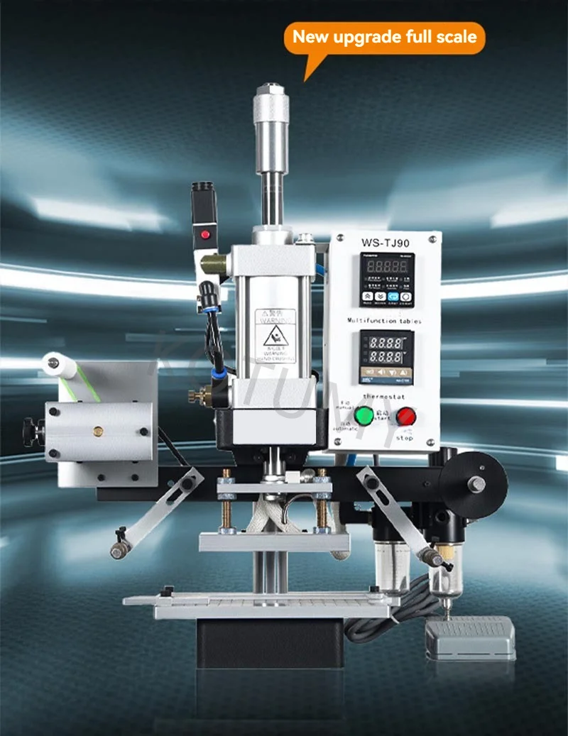 Desktop Pneumatic Hot Foil Embossing Machine Automatic Stamping Tool For Custom Logo Making Leather Craft Small Batch Package