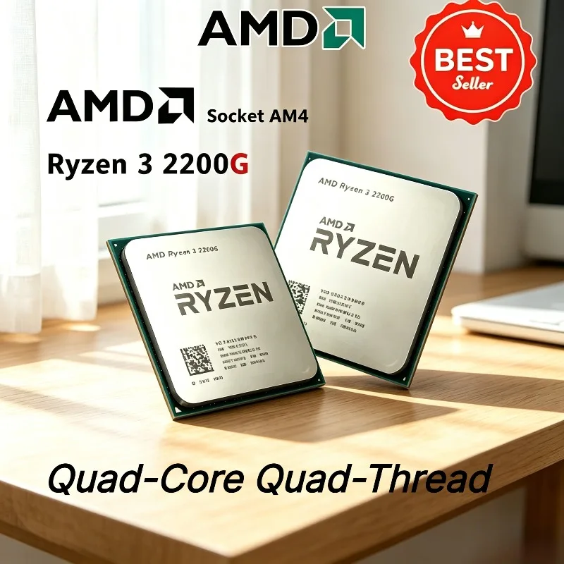Oferta Especial: CPU AMD Ryzen 3 2200G de 3.5 GHz, 4 Núcleos y 4 Hilos, 100% Nuevo, Usado, Marca AMD, Modelo YD2200C5M4MFB, Socket AM4