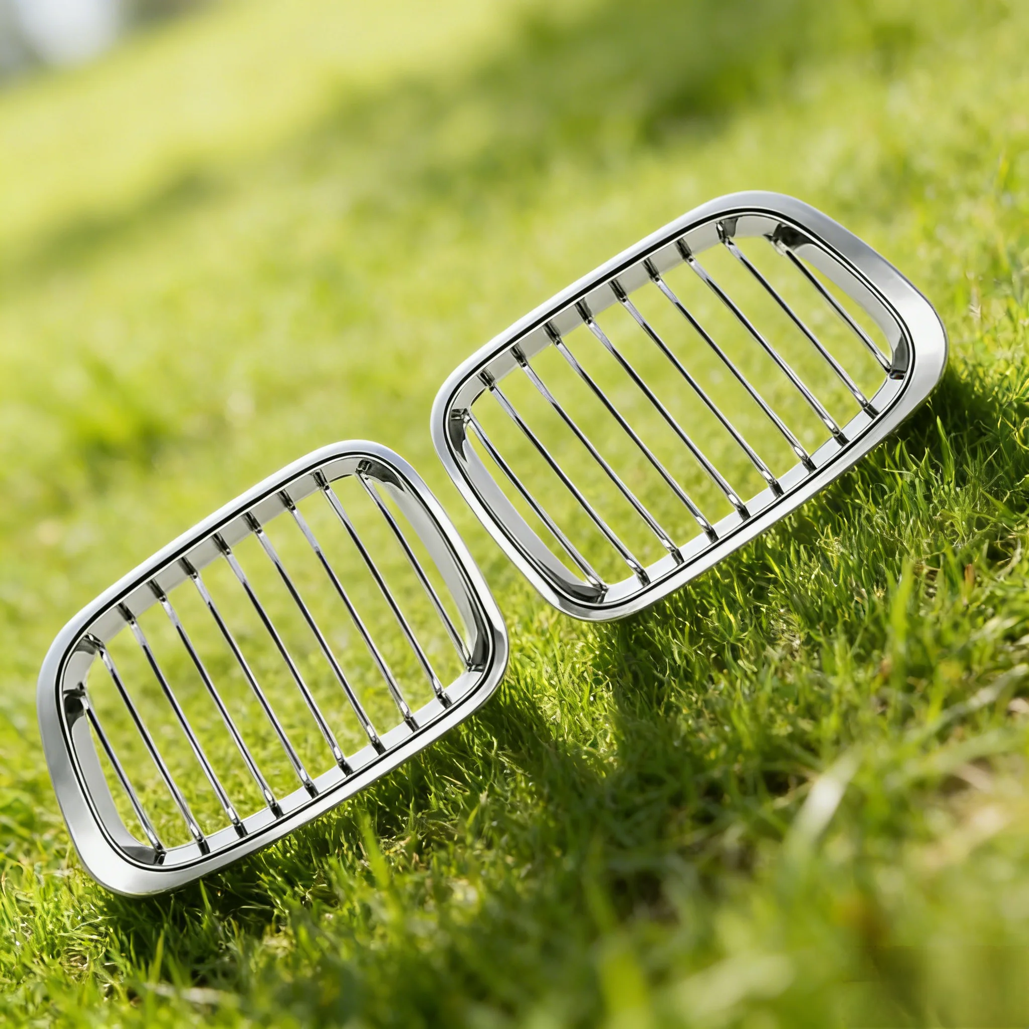 Front Hood Chrome Kidney Grille Fit For BMW E46 4 Door Sedan 1998-2001 Single Slat Chrome Plated Intake Grille Replacement - view 4