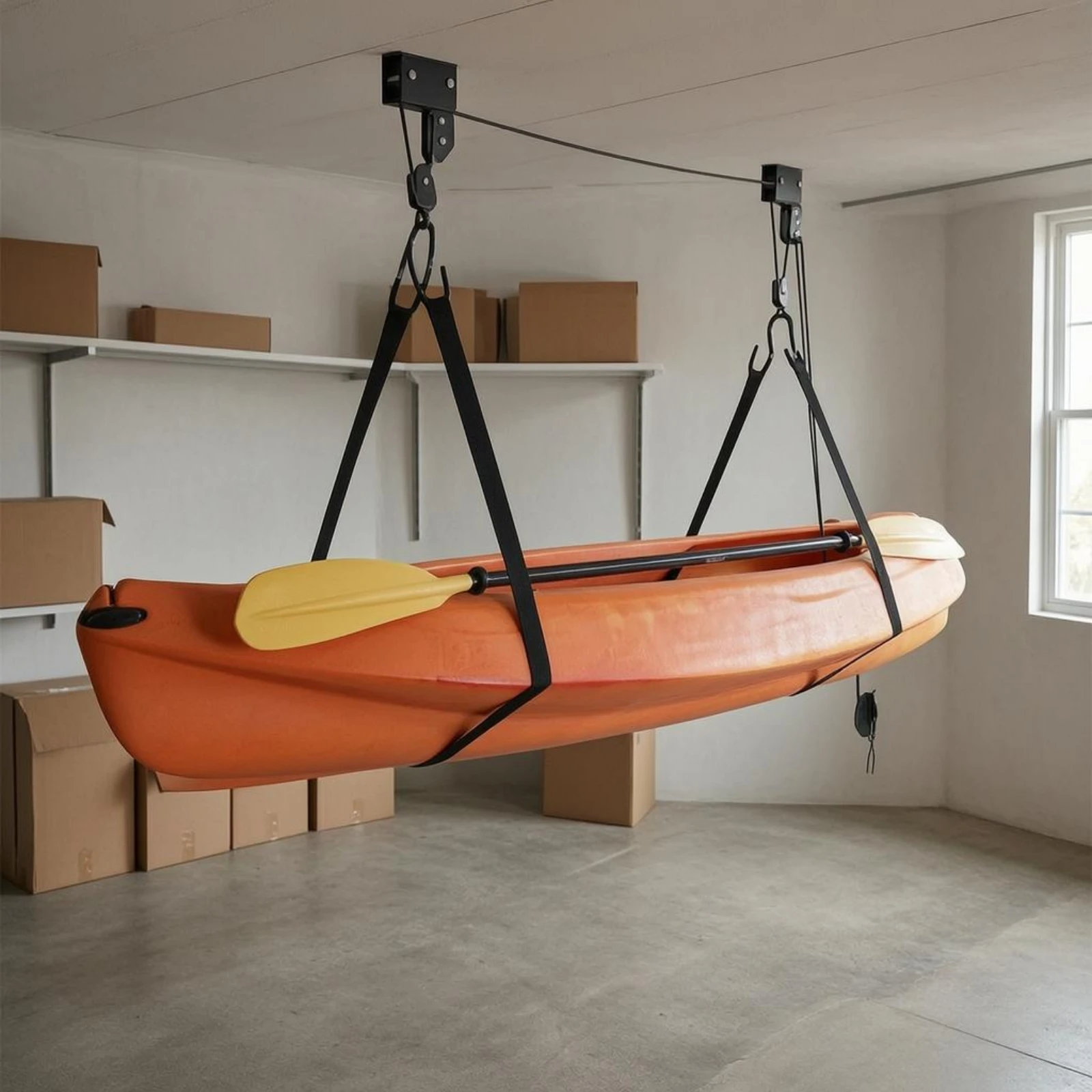 Pulley Lift Rack Hanging Straps Garage Bike Lift Bike Hoist 30 Kg Capacity Ceiling Pulley For Sports Equipment Storage Accessory