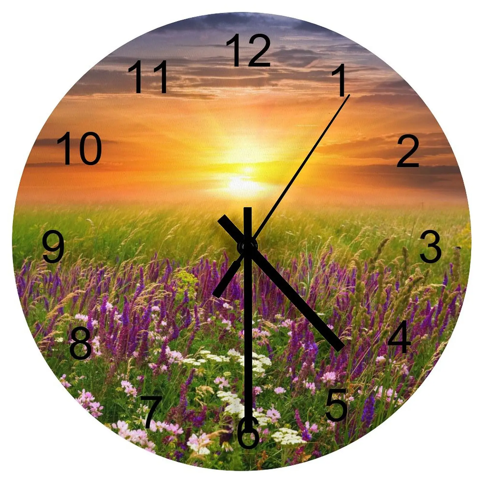 

Nursery Wall Clock Exquisite nature Clocks 12 inch Mute Wooden Round Multicolor Wall Mounted Nordic