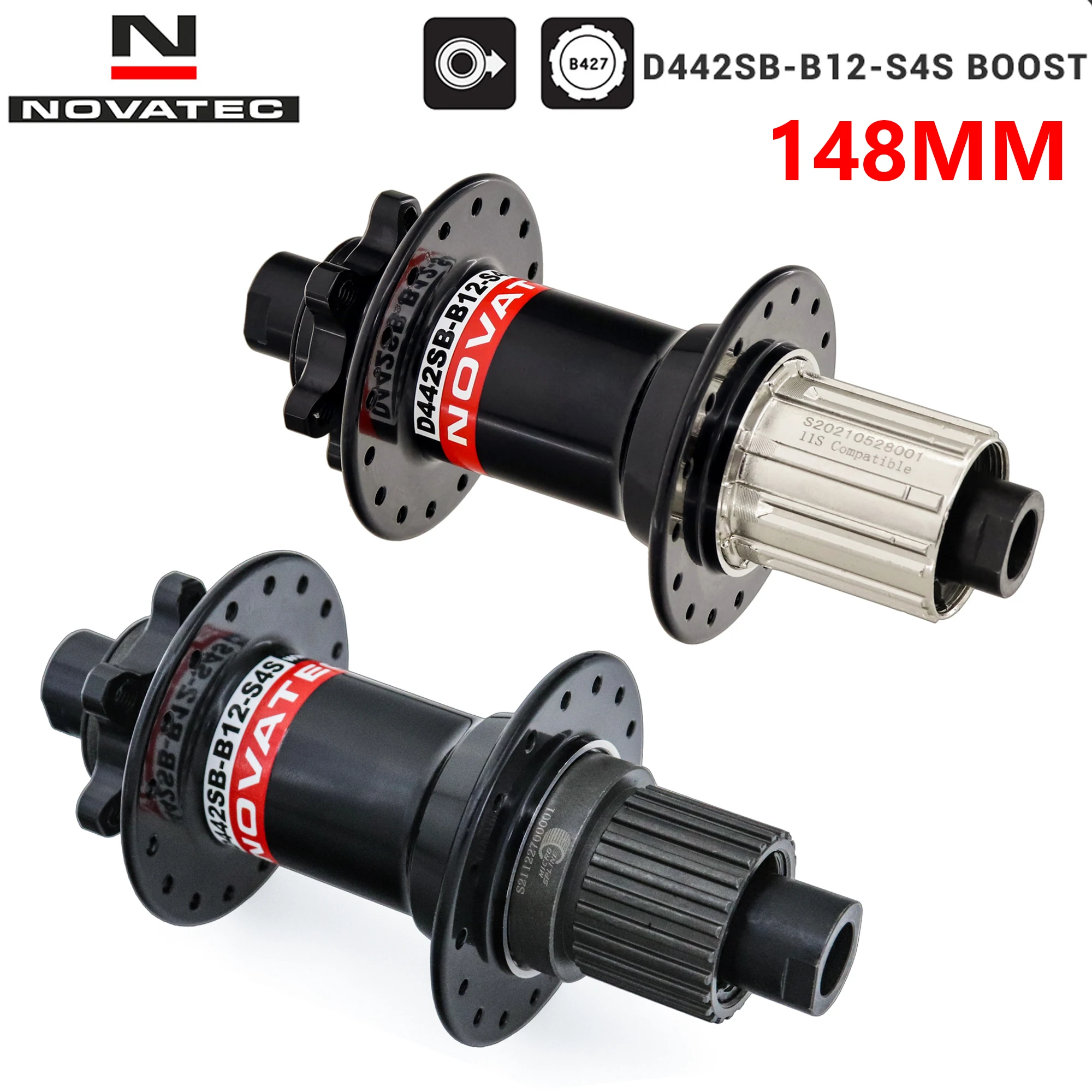 Novatec D442SB-B12 Boost 148mm x 12mm Thru Axle 142x12mm 32-hole 6