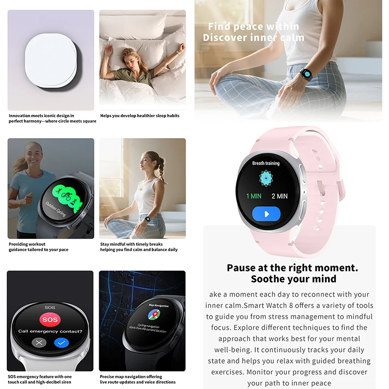 2026 Neue HD8-Smartwatch, 1,46 Zoll, Al-Assistent, SOS-Sportmodus, Herzfrequenz, Frauengesundheit, IP68, wasserdicht, Bluetooth-Anruf, Smartwatch