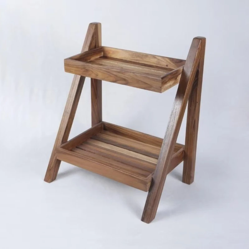 Hand cut teak 2 layer storage rack Beech ELM Rubber Wood Teak FireBrick WALNUT Pear, Cherry