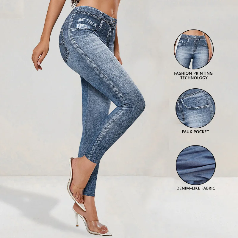Sexy Jeans Women Denim Skinny Pants High Waist Stretch Lady Jeans Push Up Leggings Slim Pockets Button Pencil Jeans Women Pants