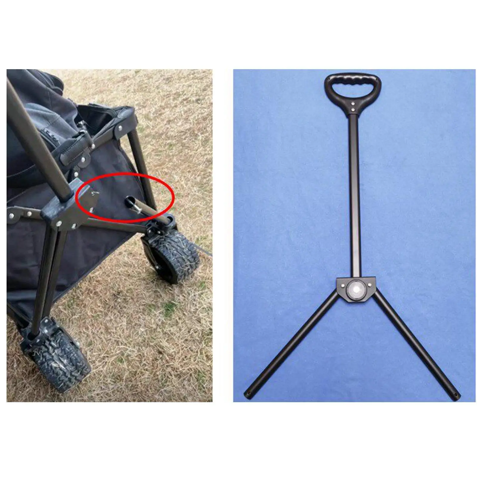 Foldable Trolley Pull Handle Heavy Duty Replacement Aluminum Alloy for Outdoor Utility Cart Picnic Beach Park Garden