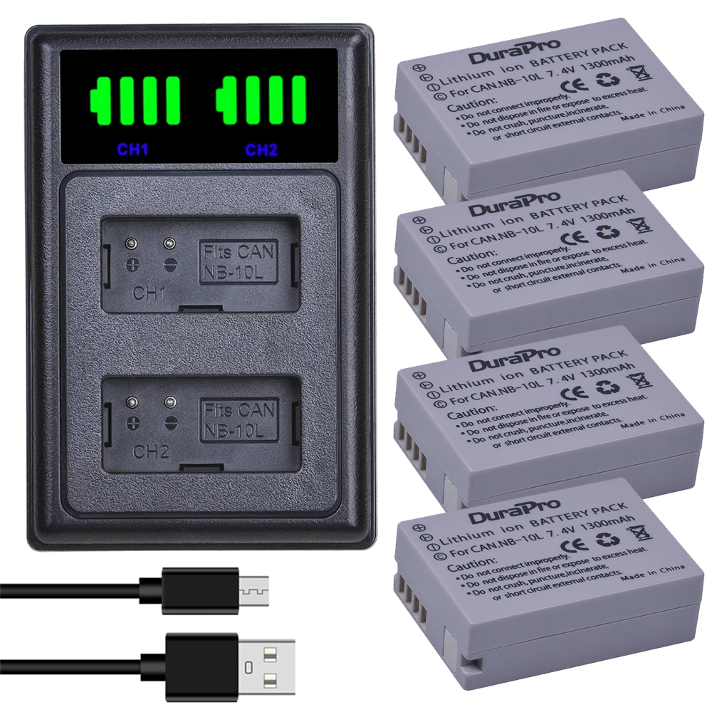 

DuraPro NB-10L NB10L Battery + LED Dual Charger For Canon G1X G15 G16 SX40HS SX50HS SX60HS SX40 SX50 SX60 HS Camera