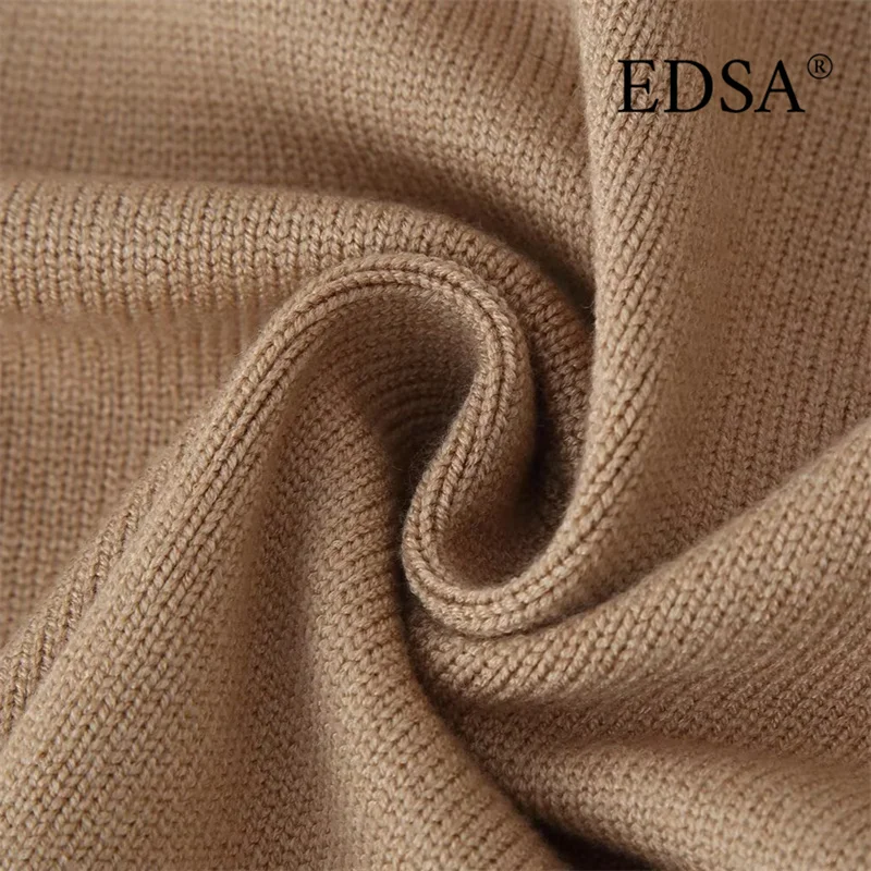 سترة محبوكة بياقة واقفة للسيدات من EDSA وأكمام طويلة وسحاب جانبي سترة صوفية للربيع والخريف #6