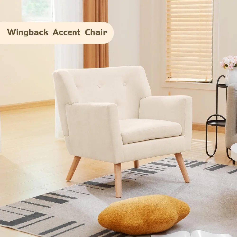 كرسي حديث من منتصف القرن، كرسي بذراعين منجد بأزرار مع وسادة، أثاث مريح لغرفة المعيشة #3