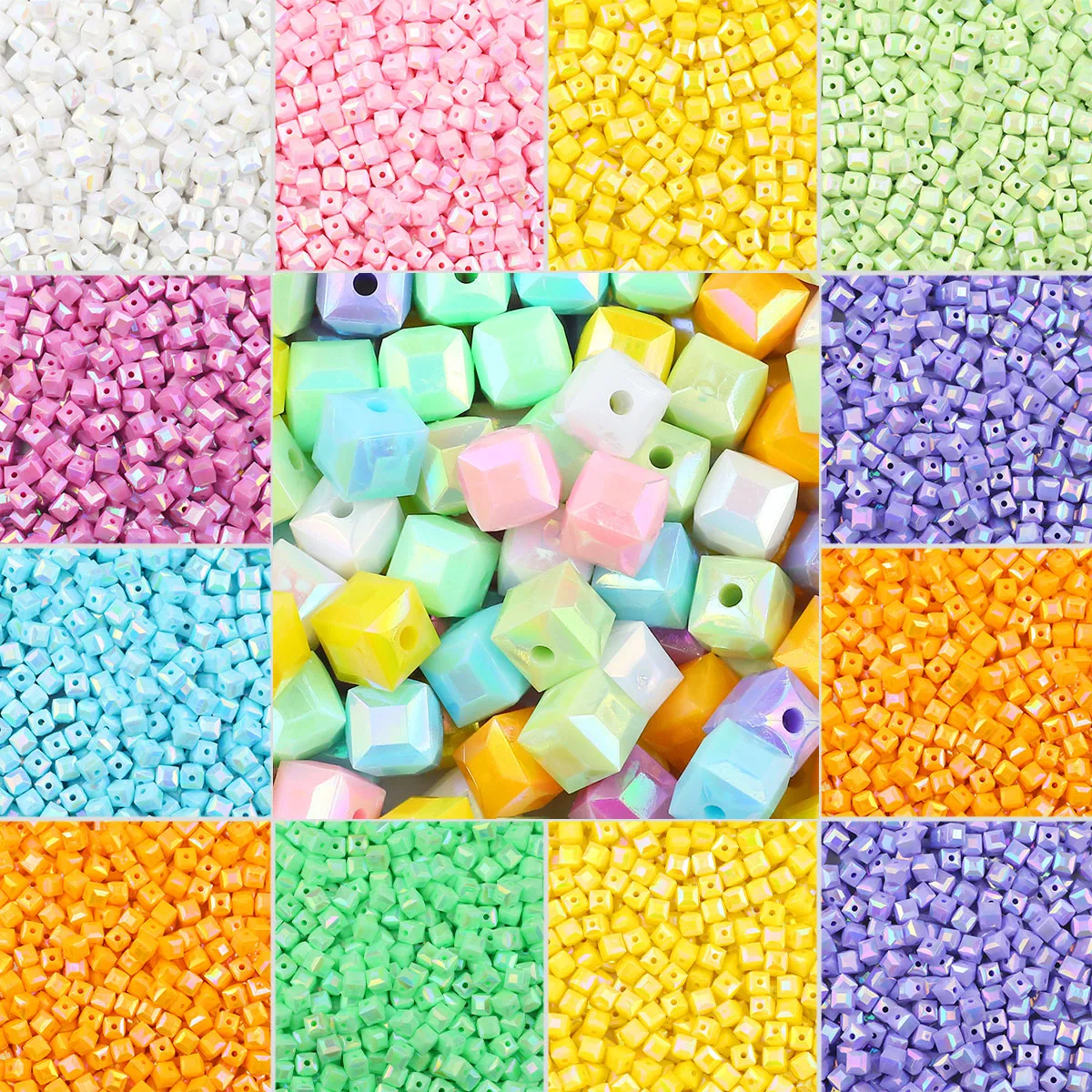 30/60/120pcs 10mm Solid Color Acrylic Square Loose Spacer Beads For Handmade Jewelry Making DIY Bracelets Necklaces Accessories