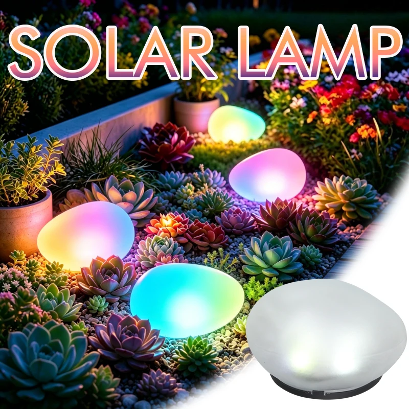 Solar Stone Light Outdoor IP65 Ground Lamp Frosted Glass Garden Lantern Landscape Decorative Lighting,Lawn Yard Patio Pathway