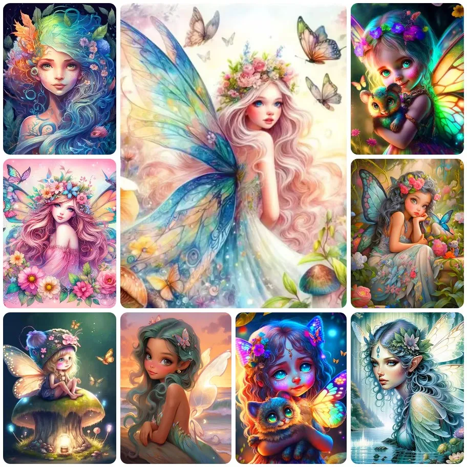 

DIY Fantasy Fairy Collection Jigsaw Puzzle, Whimsical Fairies with Magical Wings and Floral Hair Home Leisure Entertainment