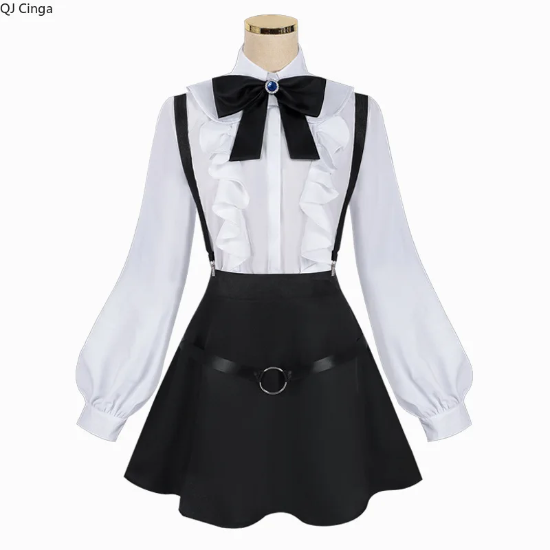 

White Women's Shirt Paired with Black Skirt (with Bow and Headpiece Included)