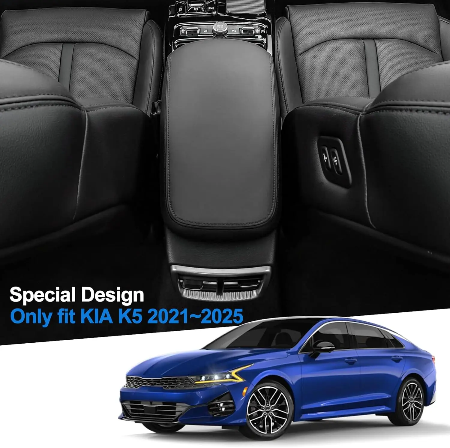 

1PCS PU Leather Car Center Console Armrest Cover For Kia K5 2021 2022 2023 2024 2025 Handrest Box Protection Cover Accessories