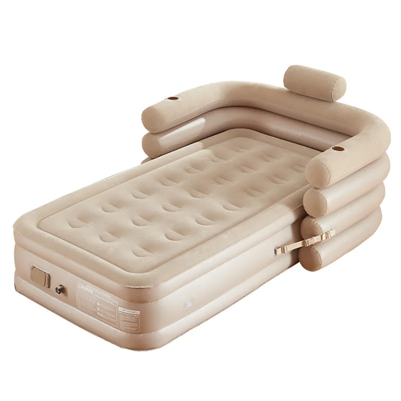 

Надувной матрас-кровать с высокой спинкой, автоматической флокированной надувной подушкой, для дома, противопролежневый.