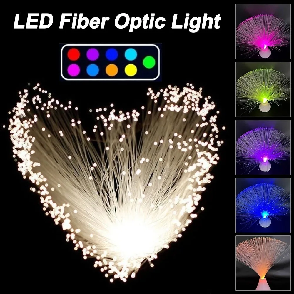 Creative Multicolor LED Fiber Optic Light USB Powered Starry Sky Night Lamp Color-Changing Holiday Decoration Home Decor