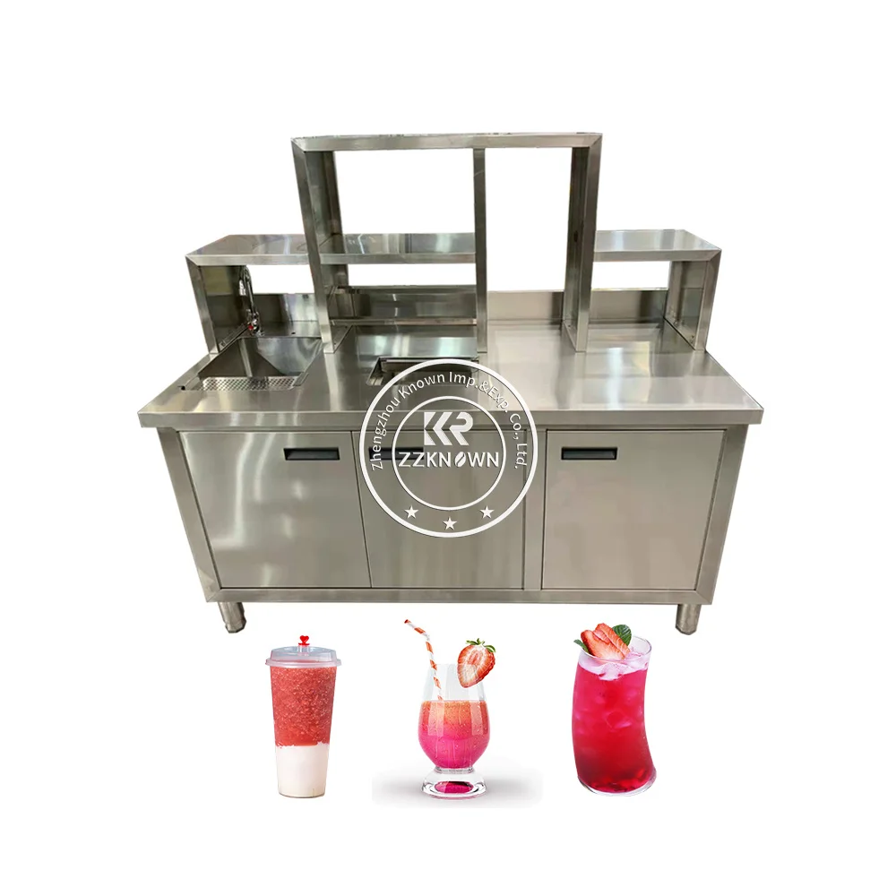 2023 Direct Selling 1.8m Bar Counter Classic Design Bubble Tea Working Station Juice Bar Counter For Sale