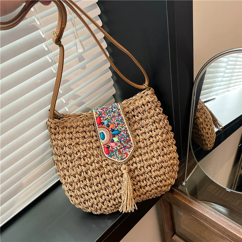 

Тканая женская сумка через плечо в китайском стиле, модная сумка на плечо, новинка 2026, хит продаж, универсальная женская сумка Bolsas De Mujer