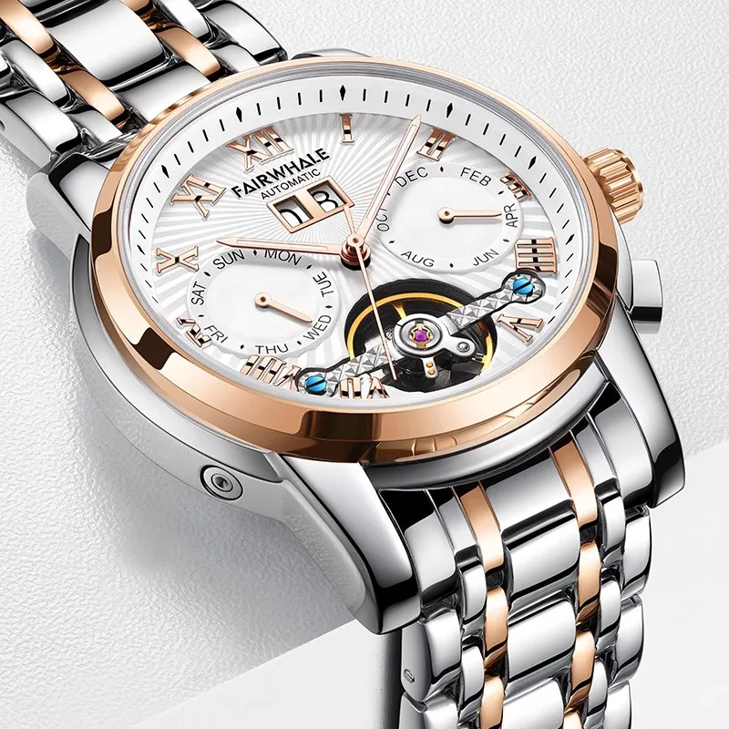 

Mark Fairwhale лучший бренд мужские часы автоматические механические часы водонепроницаемые часы из нержавеющей стали со скелетом и турбийоном Reloj