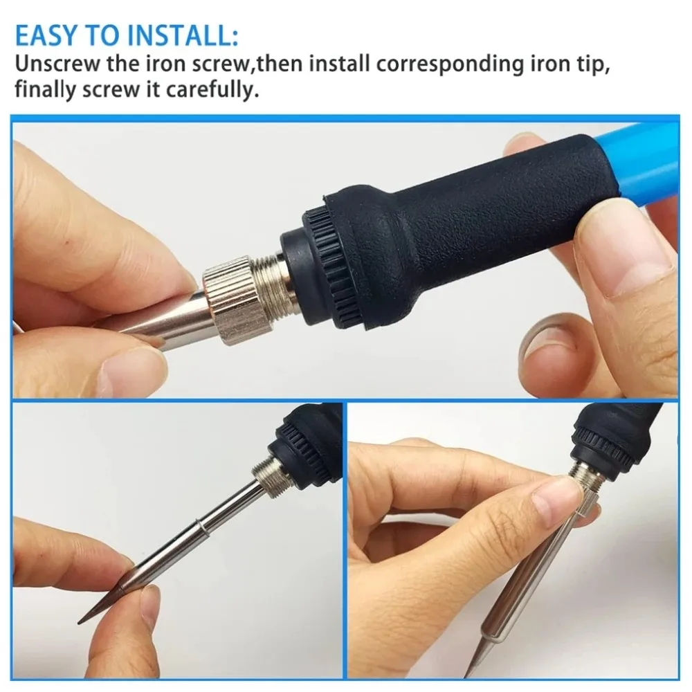 5 قطع سوداء 900M-T مجموعة أطراف مكواة لحام من النحاس النقي - رؤوس حديد عارية ساخنة للحام الكهربائي #5