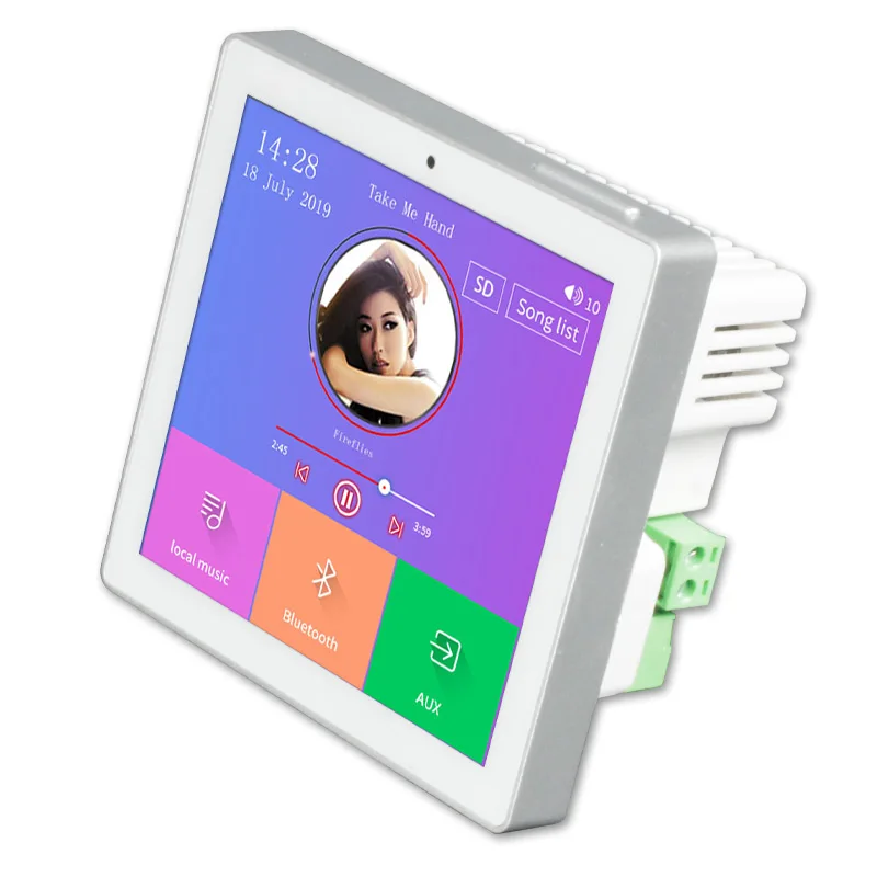 Smart Home Stereo Amplifier 4 Channel 4X30W 4 Inch Touch Screen in Bluetooths Wall