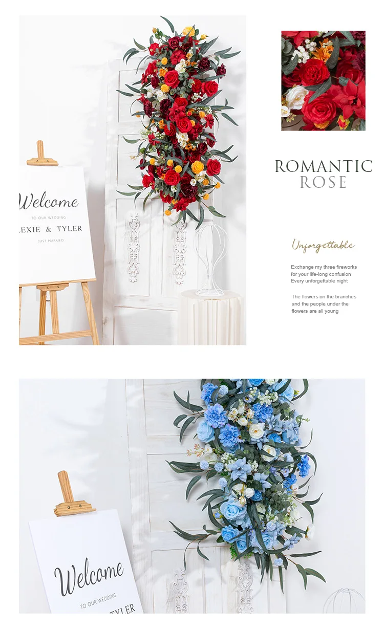 50-200CM Großhandel Künstliche Seidenblumenreihe für Hochzeits-Hintergrund, Bogen, Bühne, Hängende Blumenläufer, Kommerzielle Schaufenster-Dekoration – Detail 7