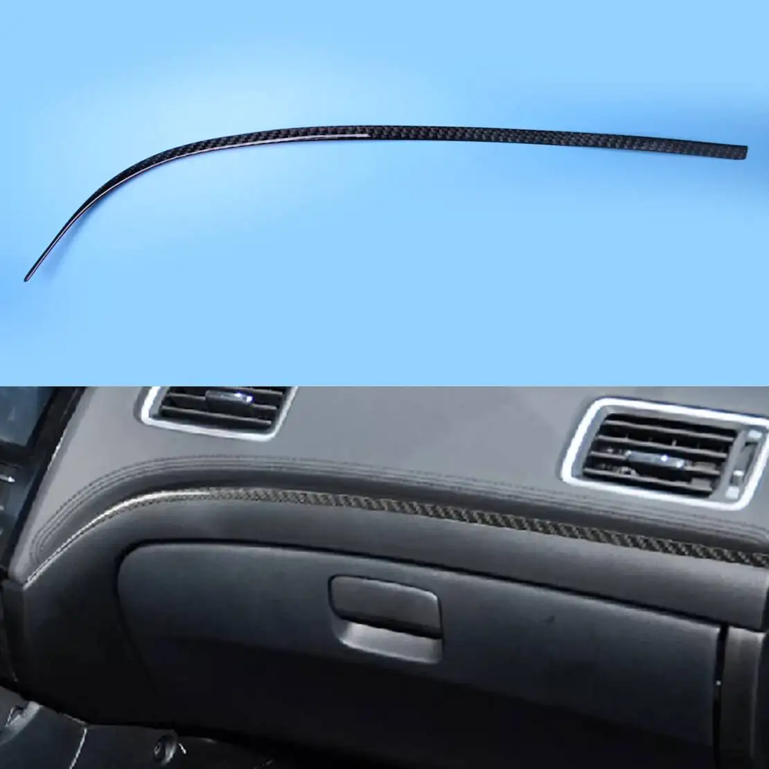 LHD Car Interior Passenger Side Dash Strip Trim Cover Fit For Honda Civic LX EX-L EX Si Coupe 2013 2014 2015 Carbon Fiber Black